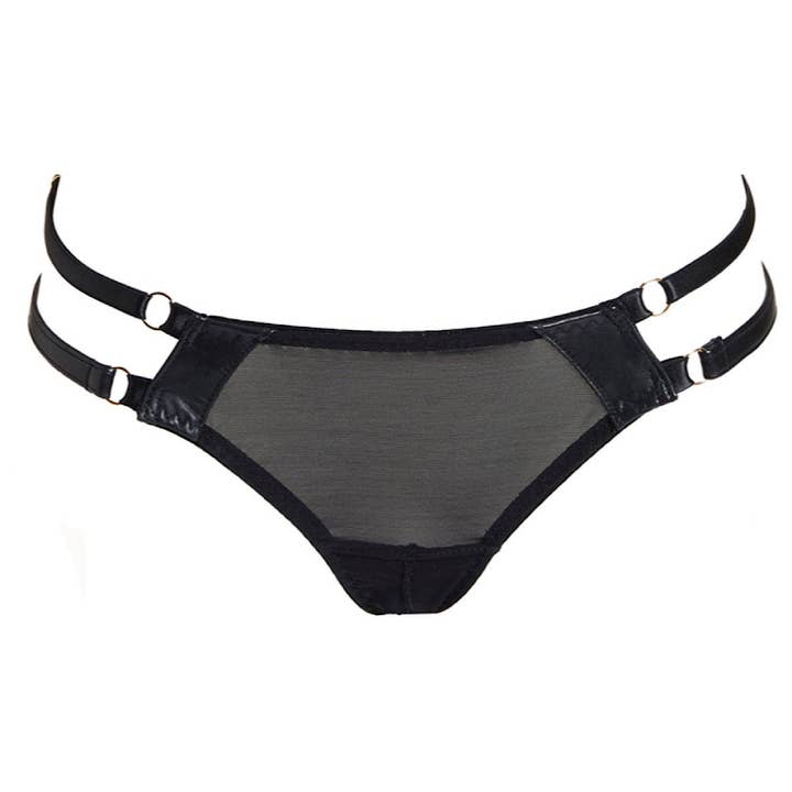 Nina Leather Ouvert Brief for wholesale by Something Wicked