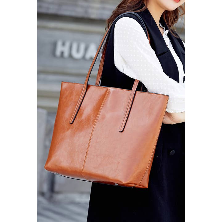 42POPS - Wholesale Tote Bag - Women's - ..._ SI-27221 Vegan Leather Large Capacity Classic Tote Bag