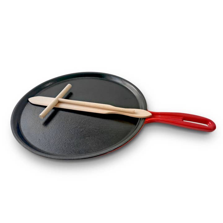 Silk Route Spice Company - Wholesale Pan - Red Enamelled Cast Iron Crepe Tool