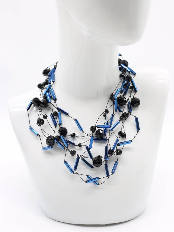 Collar de 4 hilos con cuentas de cristal y tubos para venta al por mayor de Jianhui London