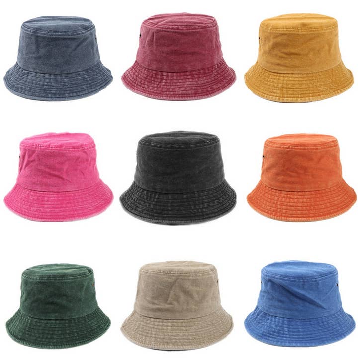 NINEXIS - Wholesale Bucket Hat - Women's - CWAH1510_SOLID COLOR WASH VINTAGE COTTON BUCKET HAT17