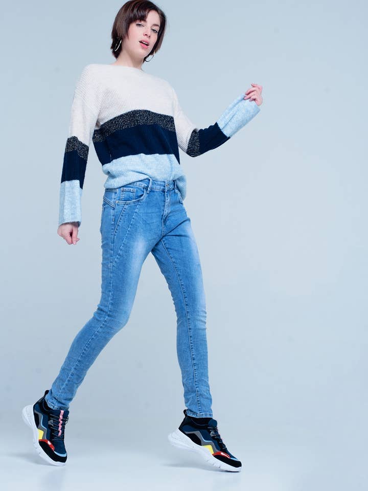 Jeans Boyfriend Bleu 3D pour la vente par Q2—All Orders:Free Duties for the US,UK,and Canada