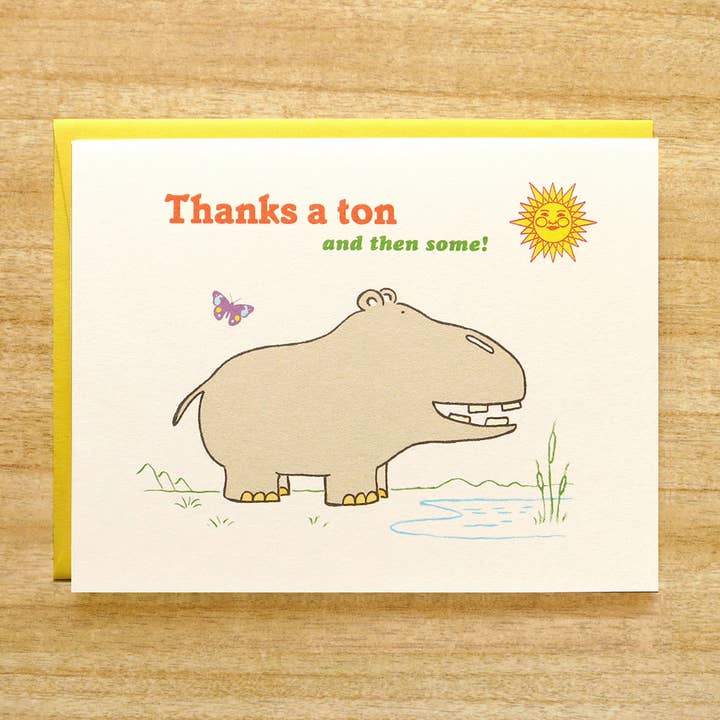 Biglietto di ringraziamento ippopotamo per la vendita all'ingrosso da parte di INKLOSURES