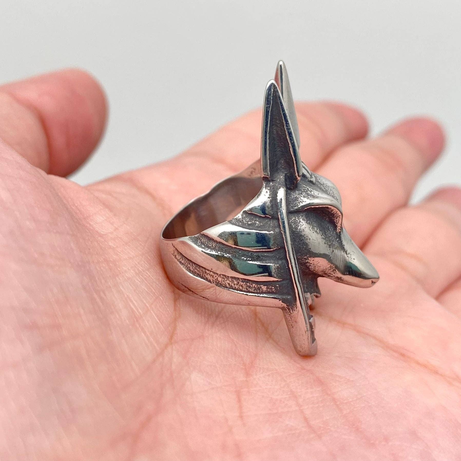 Mio Queena - Wholesale Cocktail/Statement Ring - Stainless Steel Anubis Mask Ring - MJ/MR2