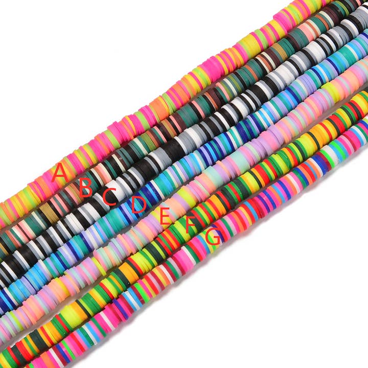 Mélange de perles en argile polymère Heishi disques de couleur perles tribales africaines 1x8mm 15,5'' Str pour la vente par CRCBEADS