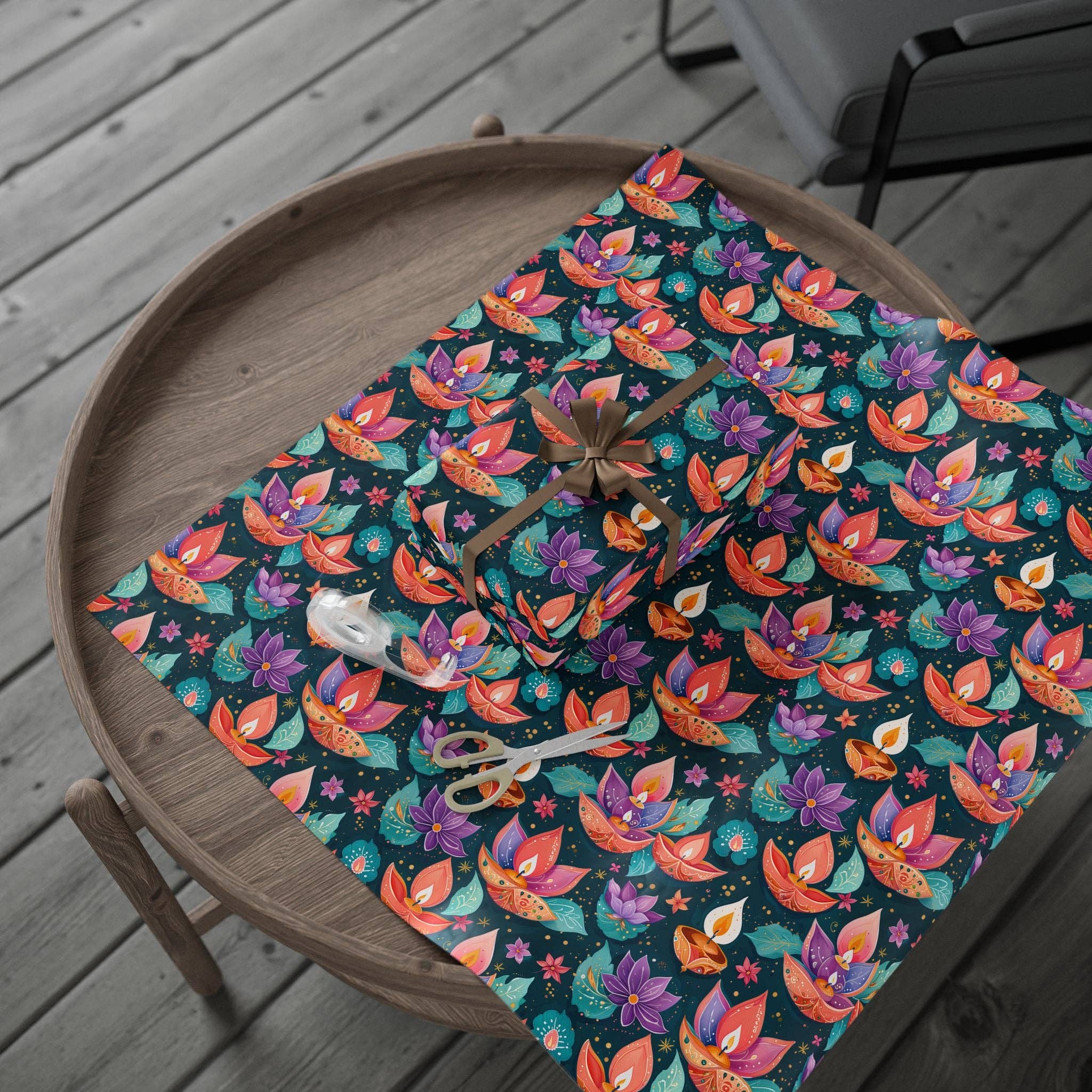 Lokipawz - Wholesale Flat Wrap - Diwali Aqua Festival Wrapping Papers7