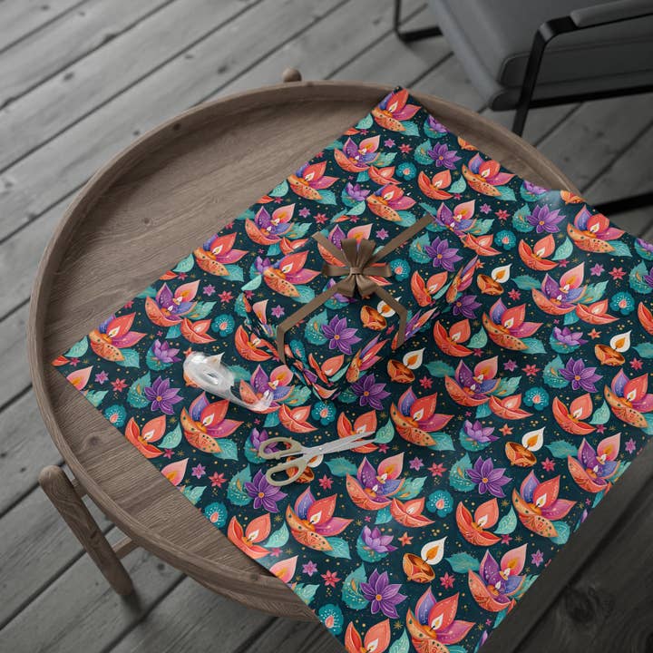 Lokipawz - Wholesale Flat Wrap - Diwali Aqua Festival Wrapping Papers7
