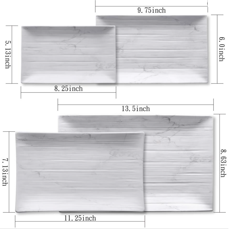 LeadingWare - Wholesale Dinner Plate - Gourmet Marble Blanc Melamine Rectangular Plate4