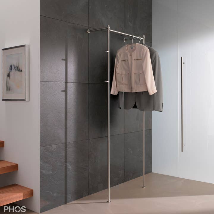 PHOS Design GmbH - Wholesale Coat Rack - Stainless steel hallway wardrobe with/without integrated shoe rack7