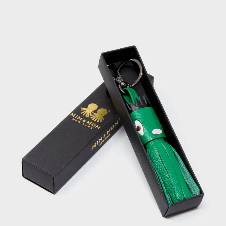 Min & Mon - Wholesale Keychain - Women's - Queen Callie Marie Charm - Irish Green Leather Keychain2