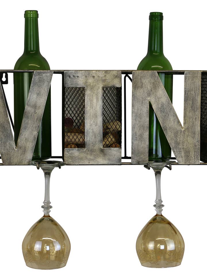 28 x 8 x 8 Wall Unit For Bottles, Corks & Wine Glasses for wholesale by Three Star IM/EX Inc.