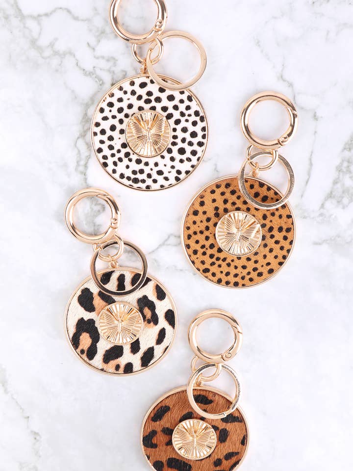 3.5" Butterfly Engraved With Real Calf Hair Leather Keychain for wholesale by MYS Wholesale Inc