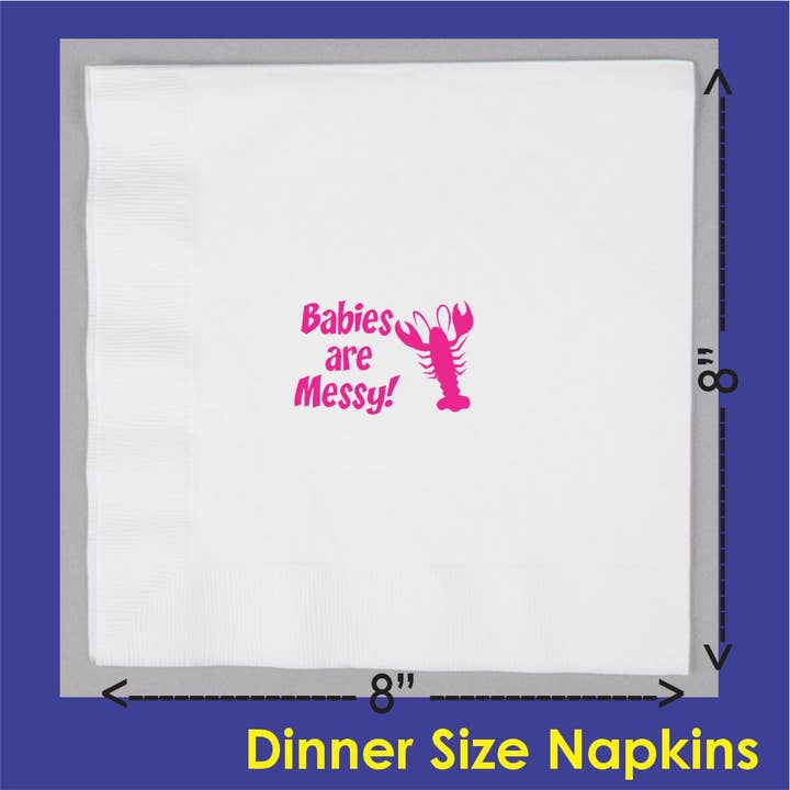 Babies Are Messy Servietten, 25 Stück, Tafelgröße, weiß für den Großhandel von Party Bibs