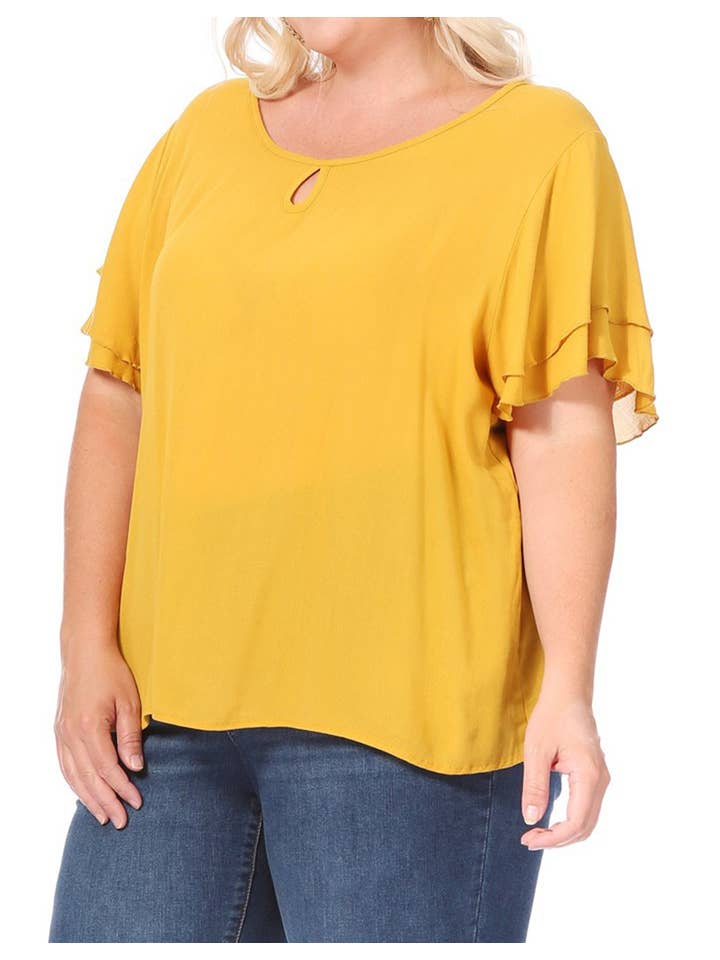 MOA COLLECTION - Wholesale Blouse - Women's - Women's Plus Size Short Sleeve Round Neck Blouse Top13