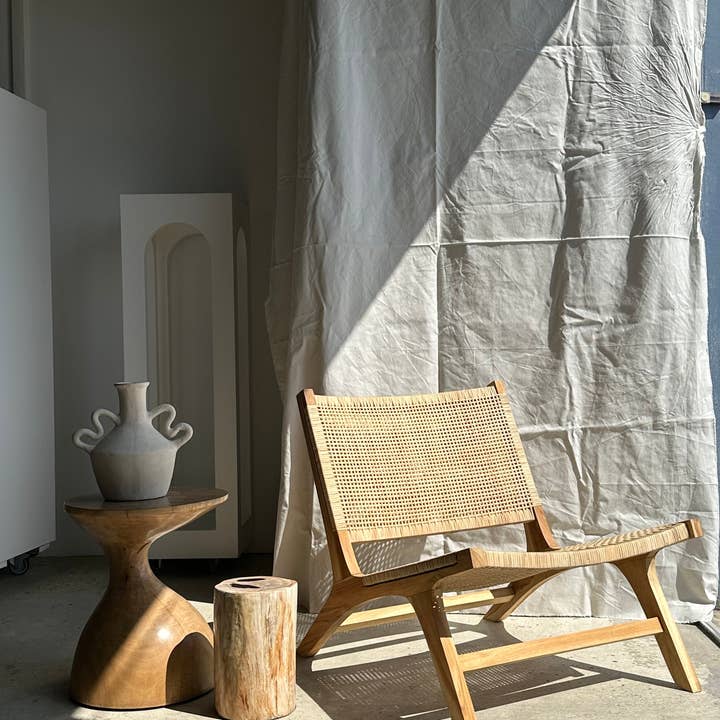 Office Objets - Wholesale Chair - Reclined chair in natural wood and woven rattan77