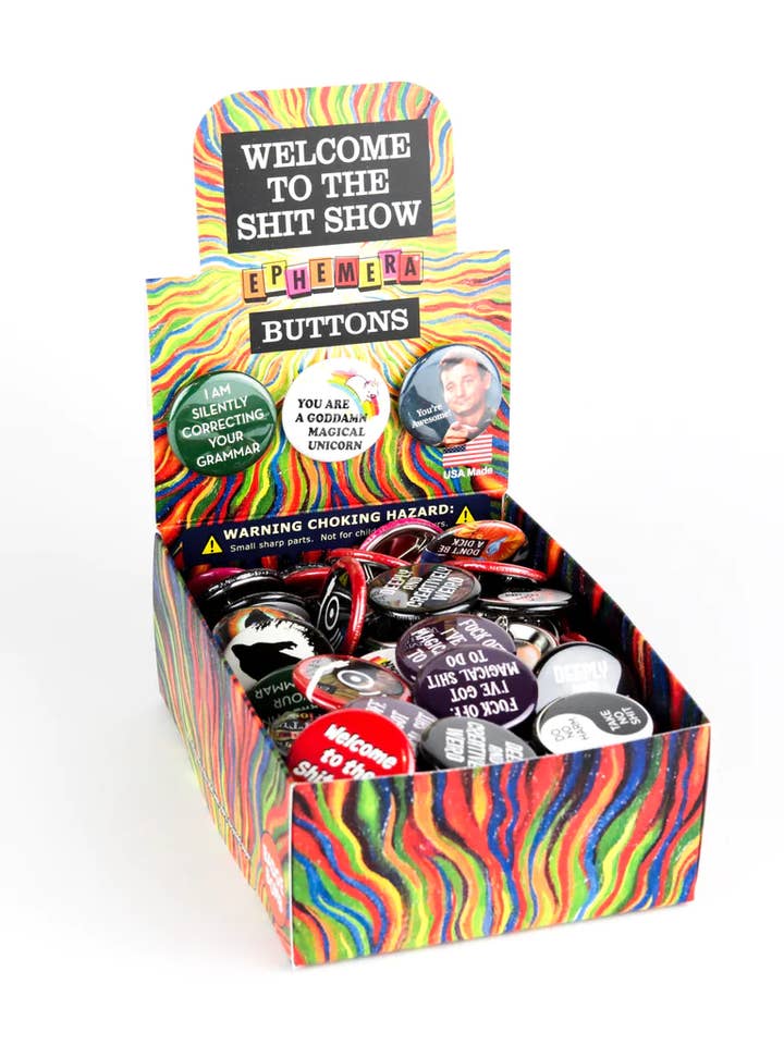 Shit Show Box of Badges for wholesale by Incognito