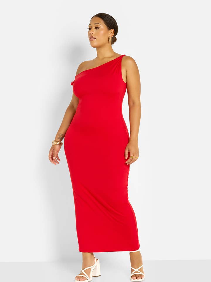 Stephanie Knotted Sleeve Bodycon Maxi Dress - Red for wholesale by REBDOLLS