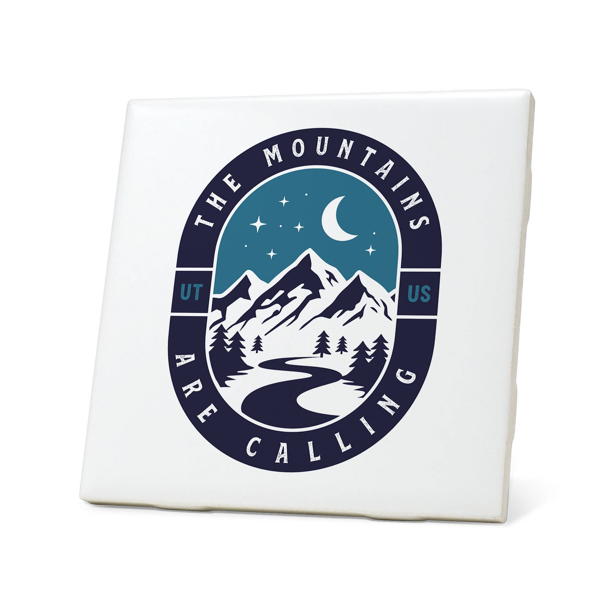 American Brand Studio - Wholesale Coasters - Mountains Are Calling Nighttime Badge Coaster0