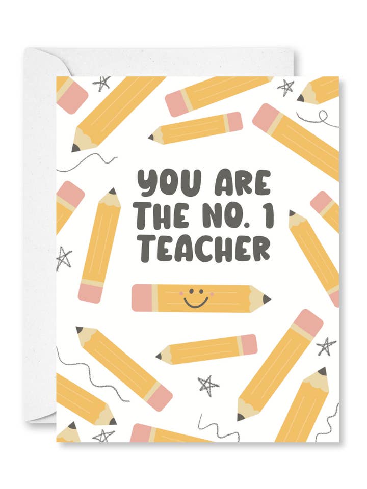 Nr. 1 Blyant Lærer Hilsen Klistermærkekort for engroshandel hos Created By Christine