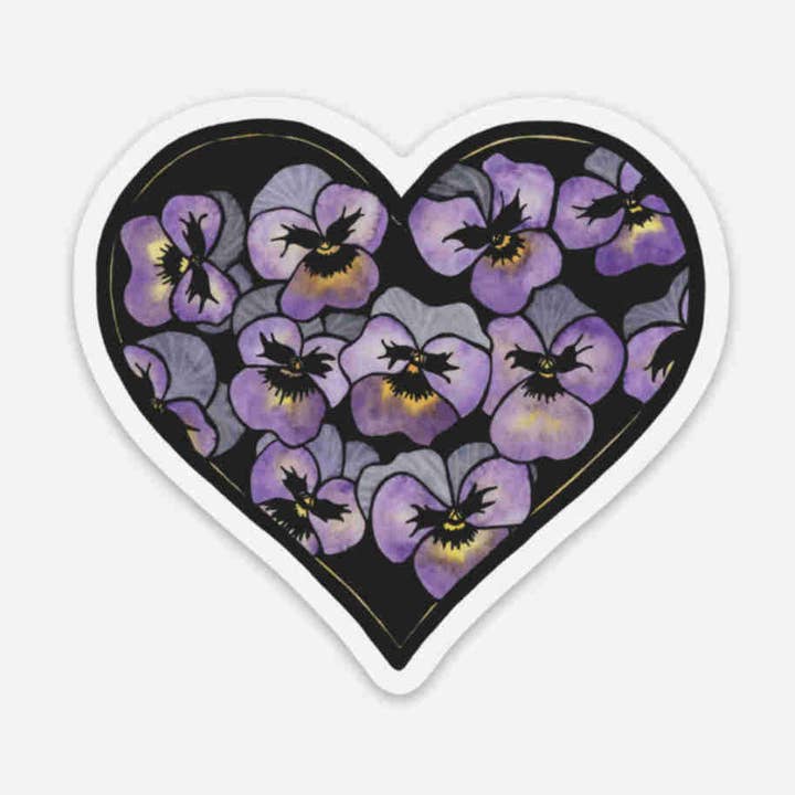 Adhesivo troquelado de vinilo «Pansy Valentine» para venta al por mayor de PinkPolish Design