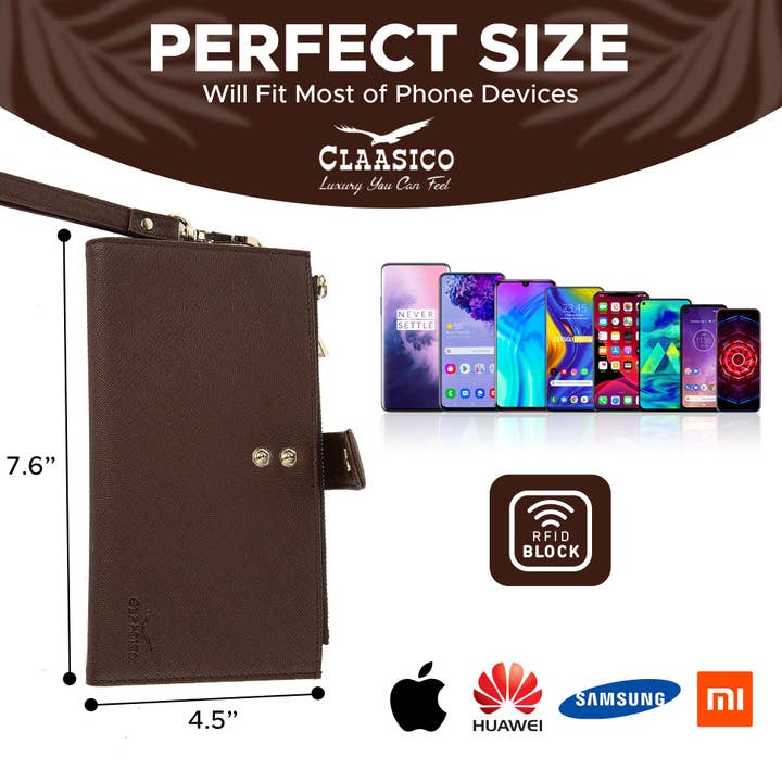 Claasico - Wholesale Phone Wallet - Women's - Women’s RFID wristlet wallet phone holder25