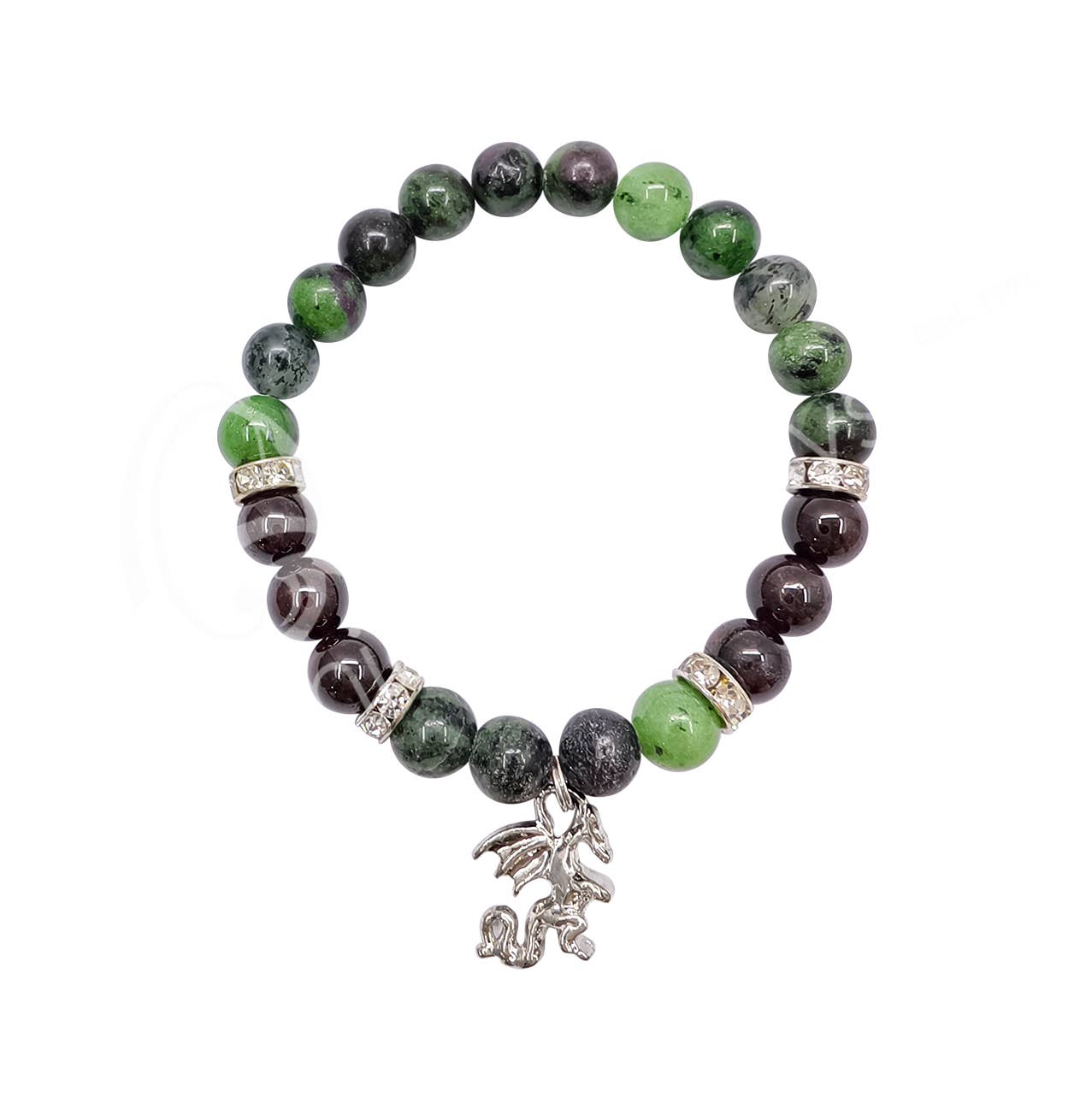 Oceanic Linkways Inc - Wholesale Beaded Bracelet - (PC)BRACELET - RUBY ZOISITE & GARNET DRAGON (8-8.5 MM) 7.15