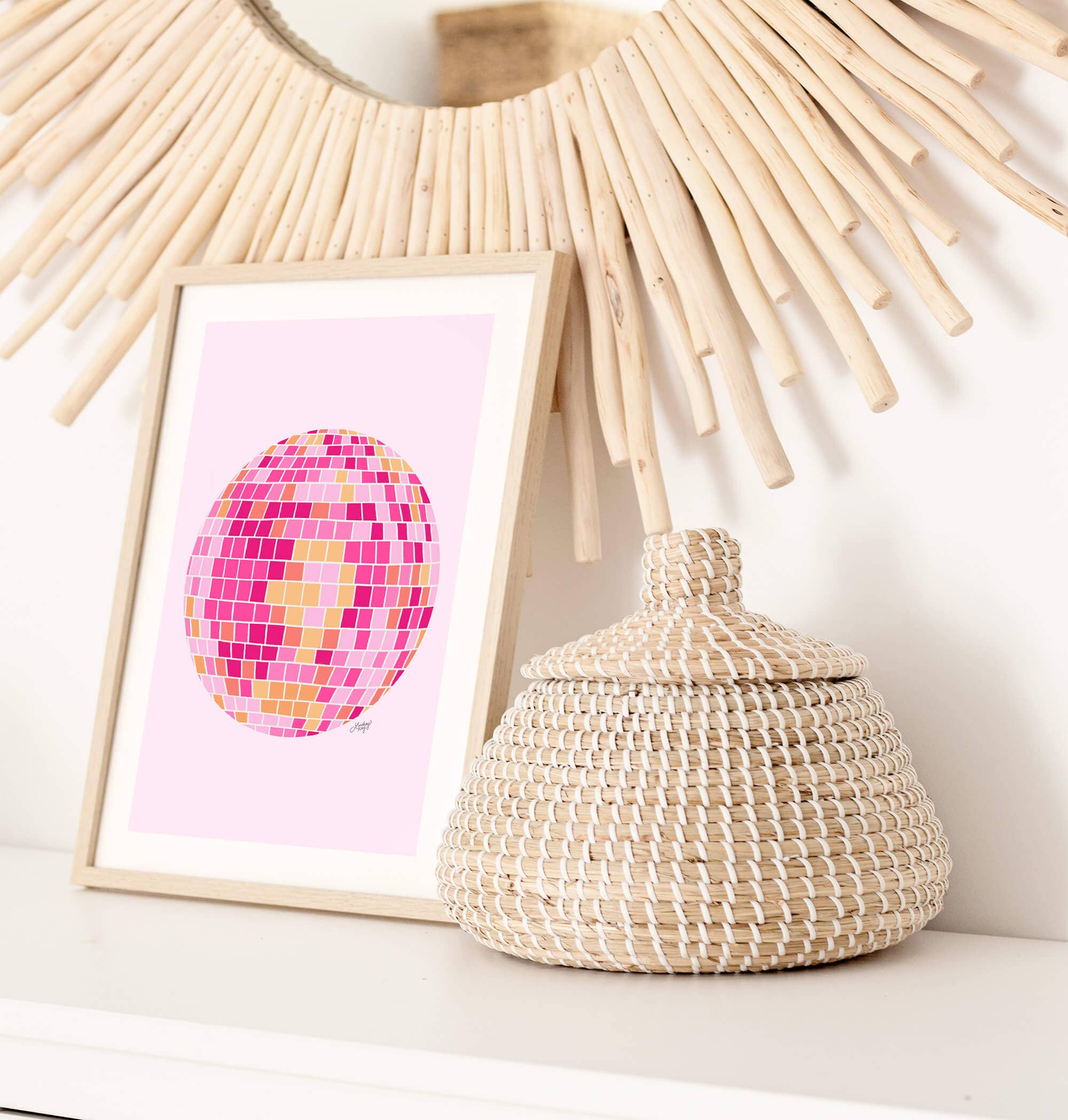 Lindsey Kay Collective - Wholesale Art Print - Disco Balls Illustration (Pink/Yellow Palette) - Art Print2