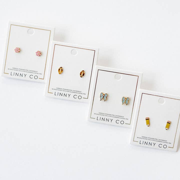 LINNY CO - Wholesale Stud/Post Earrings - Screwback Stud Earrings - Football12