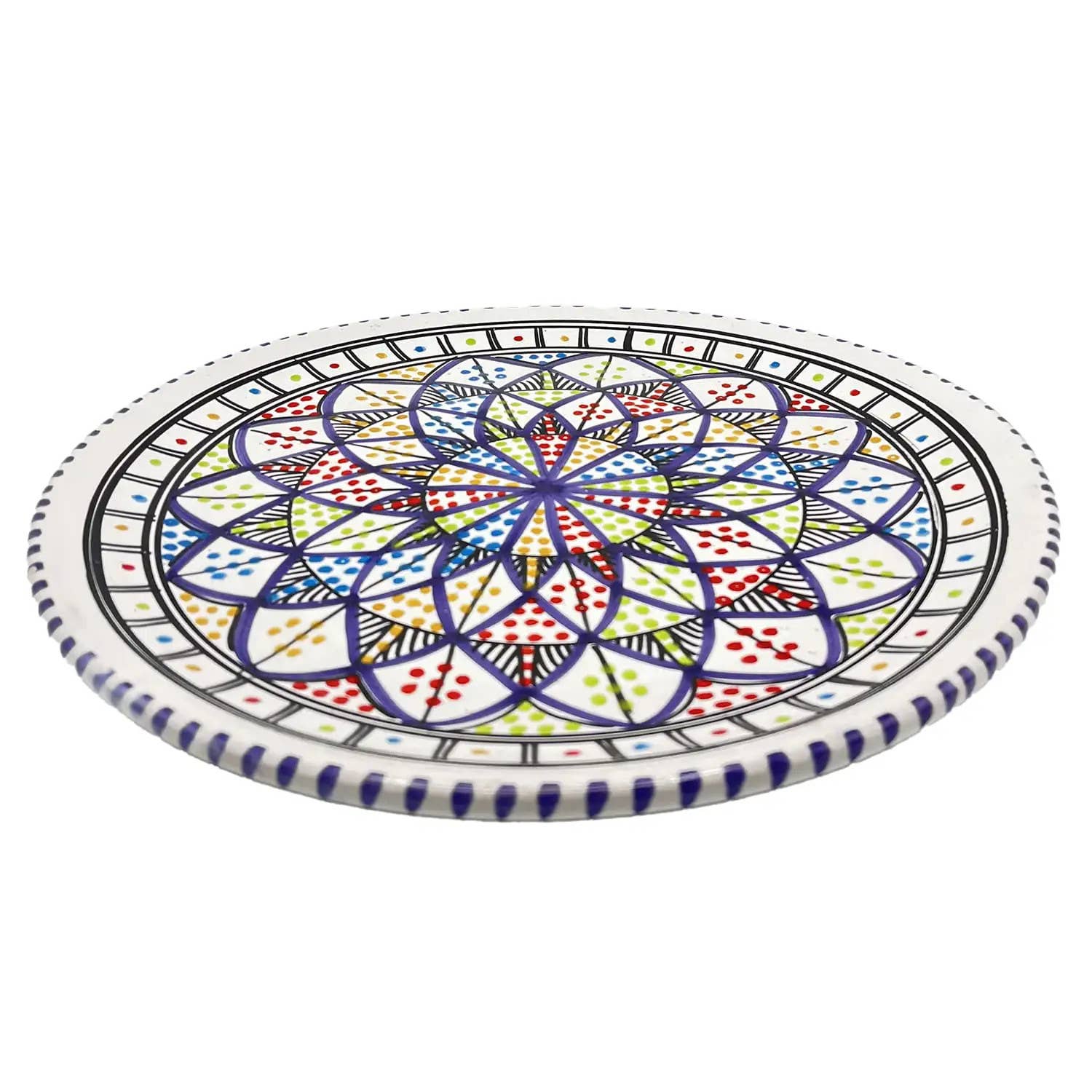 Etnico del Mondo - Wholesale Dinner Plate - Tunisian Hand-Painted Ceramic Pizza Plate3