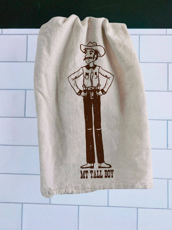 Montana Tall Boy Tea Towel for wholesale by Intrigue Ink