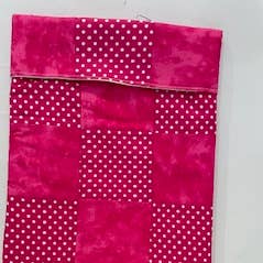 Hot pink w/polka dots checkered microwave potato bag for wholesale by Mama Cees Creations
