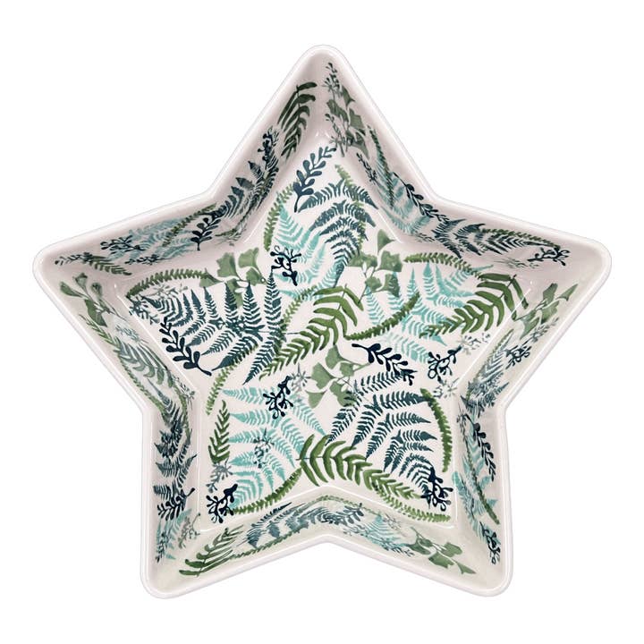 Baker, Star-Shaped, 10" in "Scattered Ferns" by Manufaktura | M045S-GZ39 for wholesale by Polish Pottery Outlet