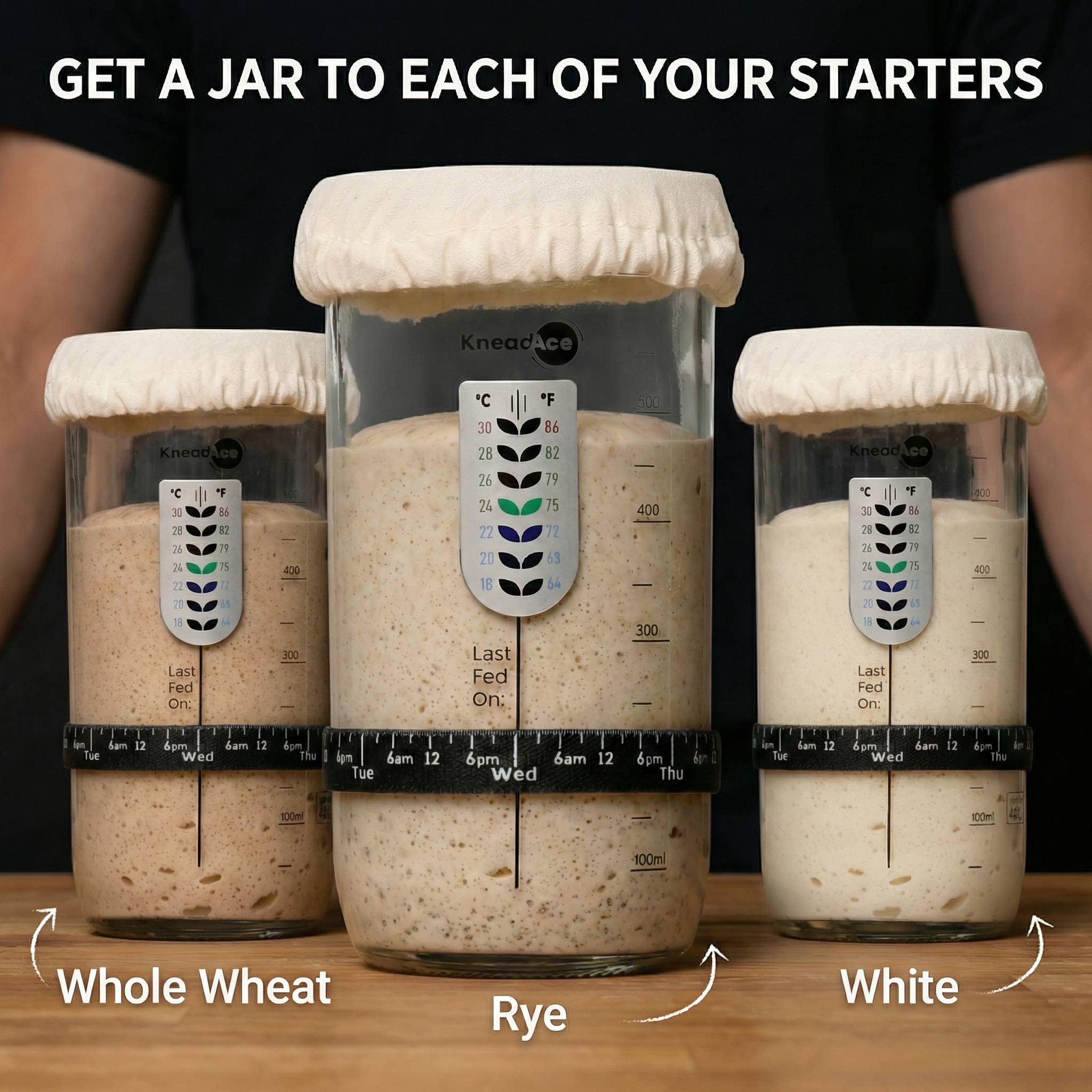 KneadAce – wholesale Kitchen tool/gadget – KneadAce® 24oz Sourdough Starter Jar7