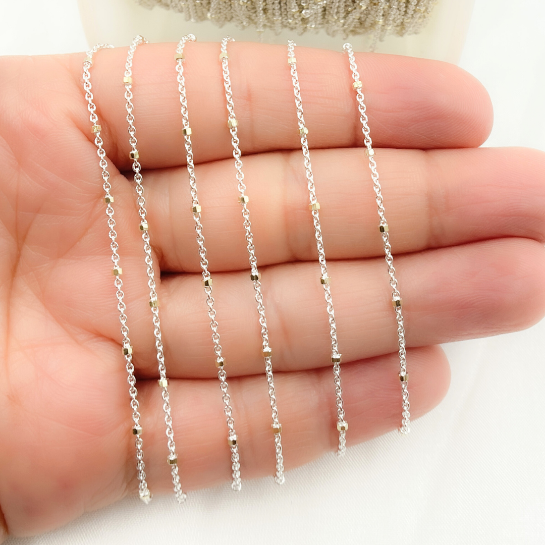 Jewels & Chains - Wholesale Link & Chain Necklace - Z36GS2. 925 Sterling Silver Satellite Gold Plated Cube Chain3