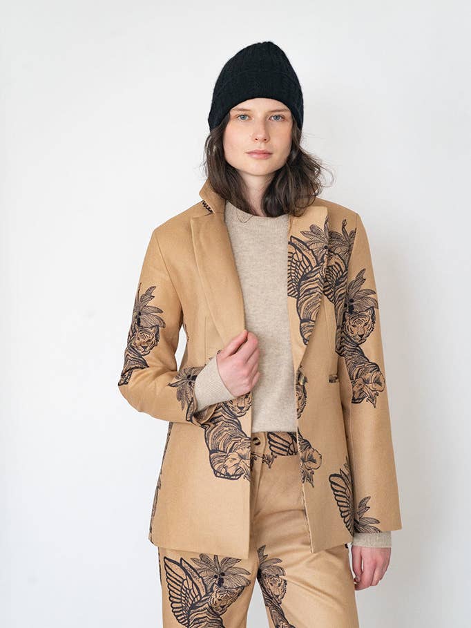 Blazer aus Wolle Toile de Jouy Schwarz für den Großhandel von Las Sureñas