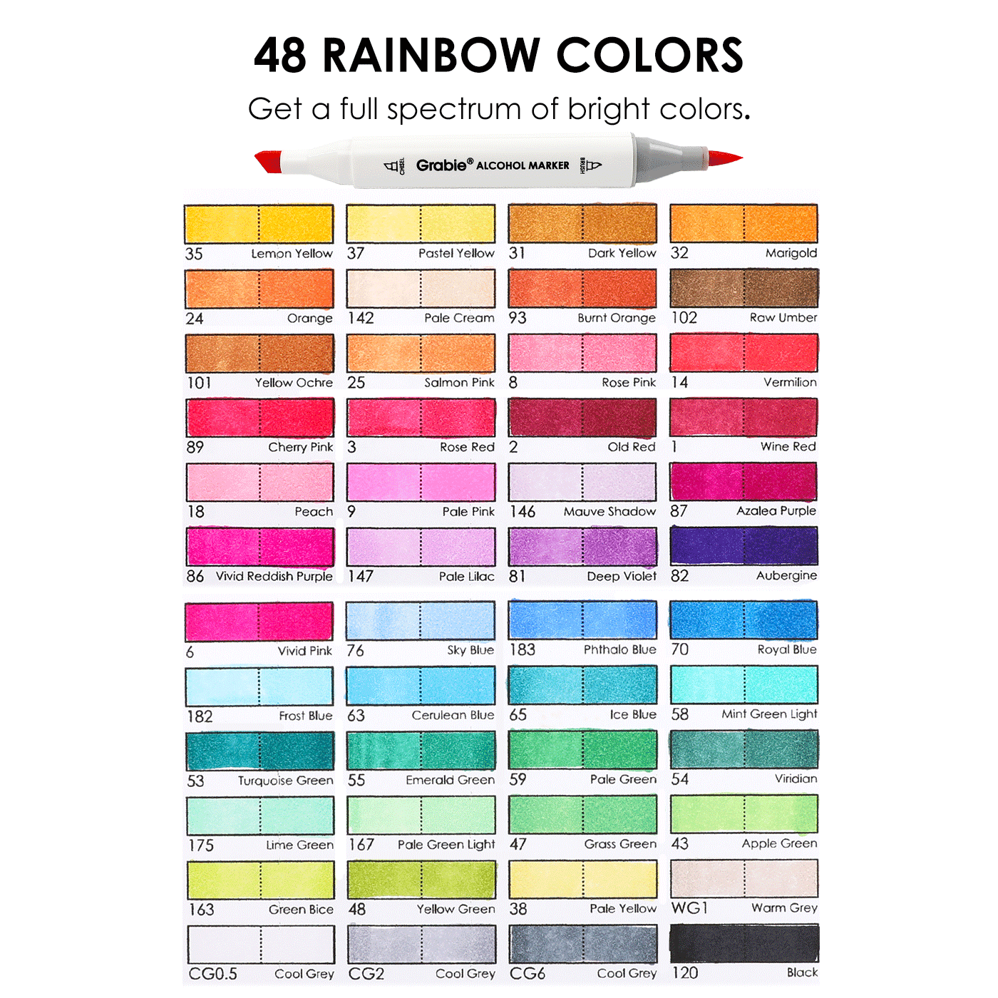 Grabie - Wholesale Marker - Dual-Tip Alcohol-Based Marker Set Of 48 With Coloring Book6
