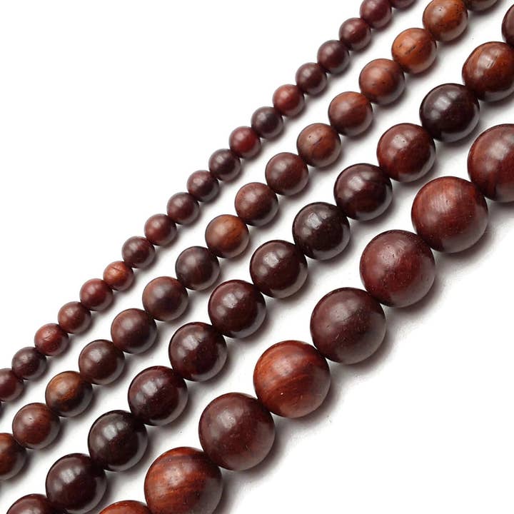 CRCBEADS - Wholesale Beads - Red Rosewood Sandalwood Smooth Round Beads 6mm 8mm 10mm 12mm 15.5" Strand