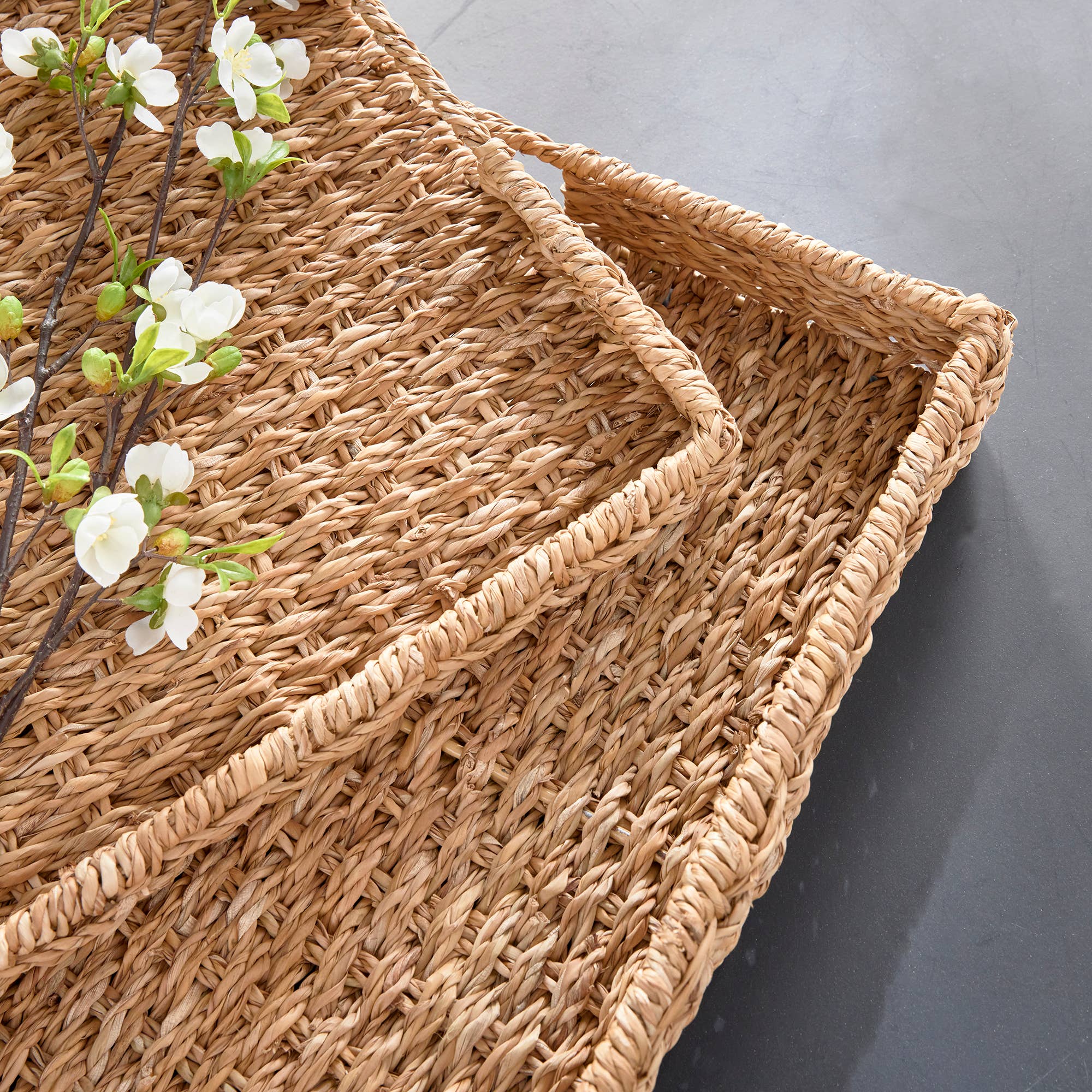 Natural Seagrass Rectangular Trays, Set of 2 for wholesale on Faire3