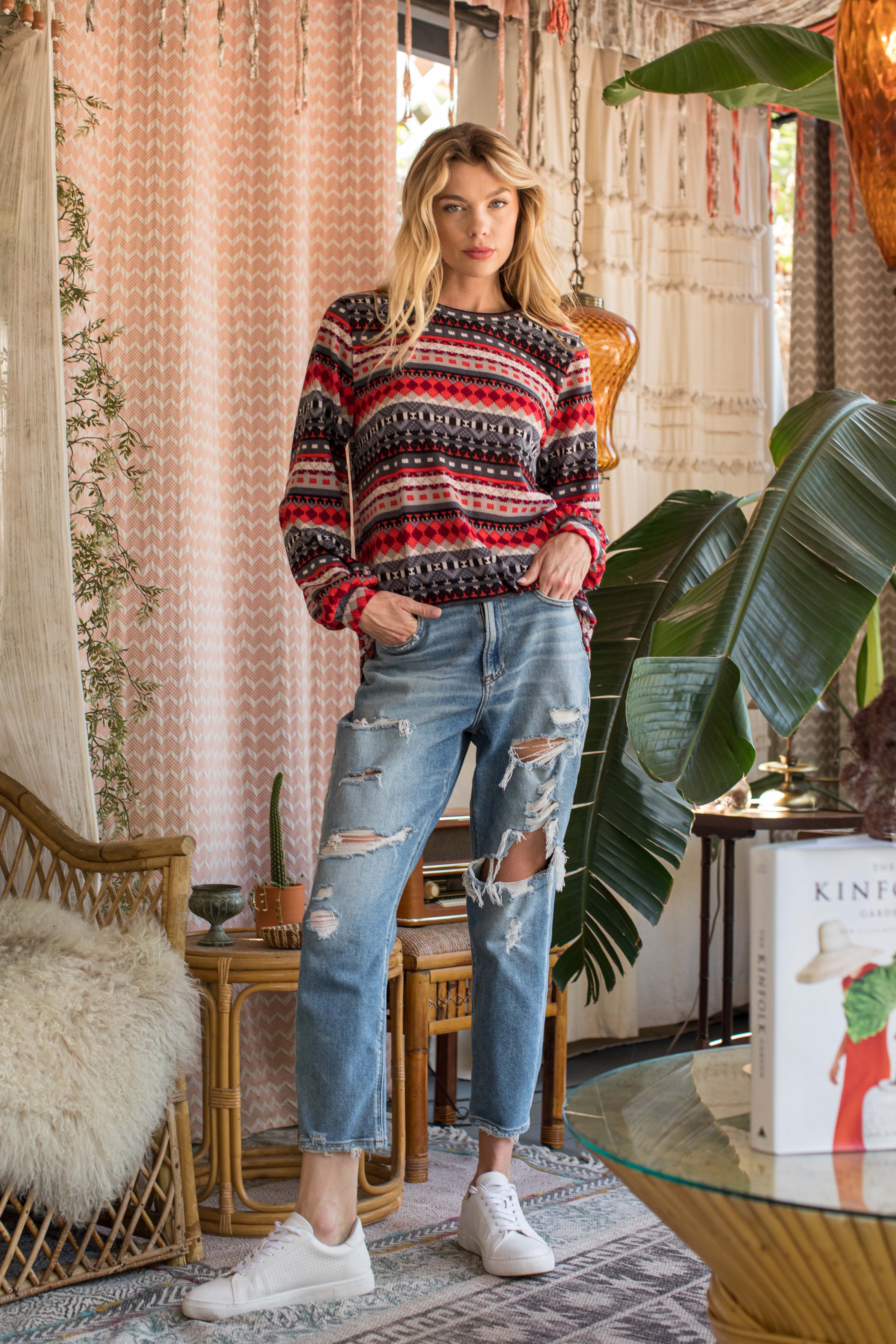 BOMBOM - Wholesale Knit Sweater - Women's - TL1699 AZTEC MIDWEIGHT SWEATER7