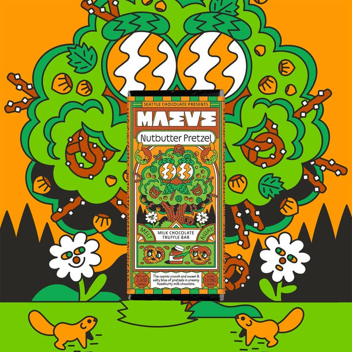 Seattle Chocolate Presents Maeve - Wholesale Chocolate Bar - Nutbutter Pretzel Truffle Bar1