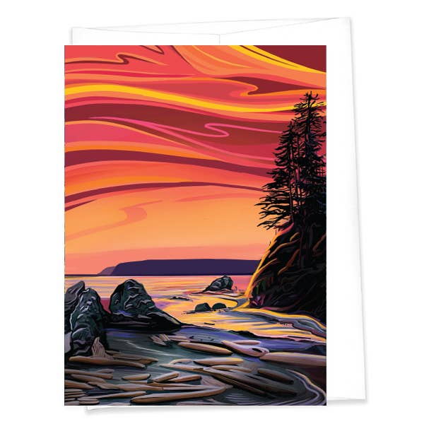 Ruby Beach - Oranje Zonsondergang Washington Kust (5x7/A7) voor wholesale door Linda Sholberg Art