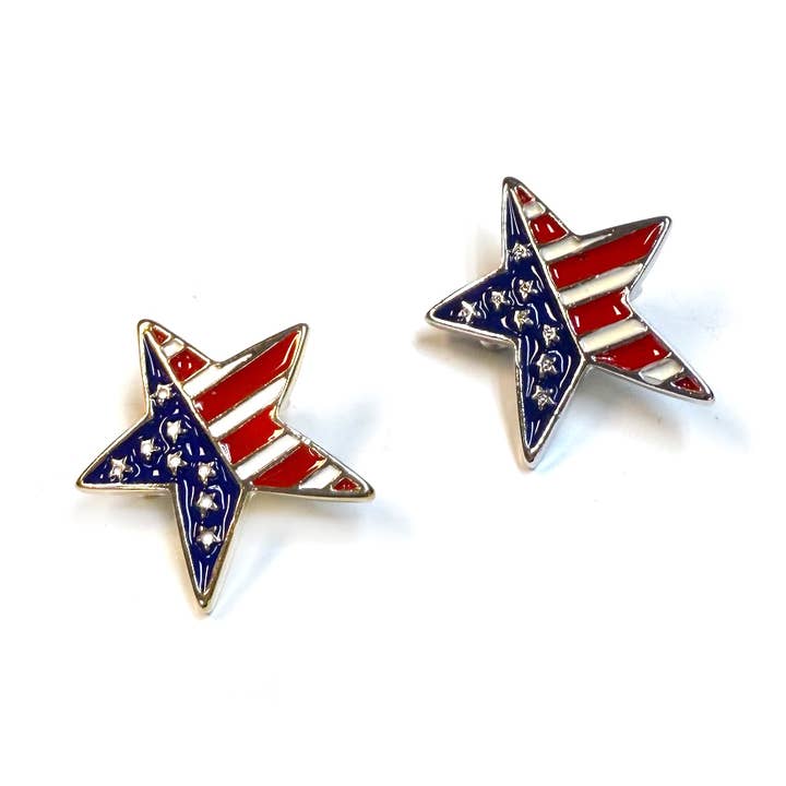 Spilla a forma di stella con bandiera USA, spilla smaltata patriottica americana. per la vendita all'ingrosso da parte di StarryNYC
