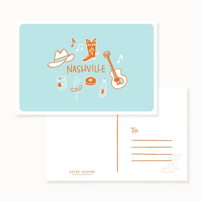 Nashville vykort för wholesale av Hello Doodle