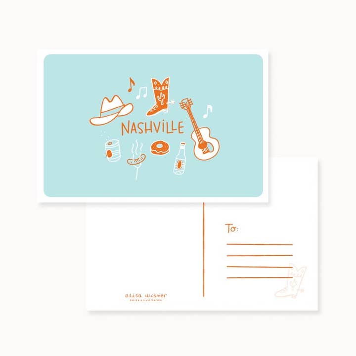 Nashville Postcard for wholesale by Hello Doodle