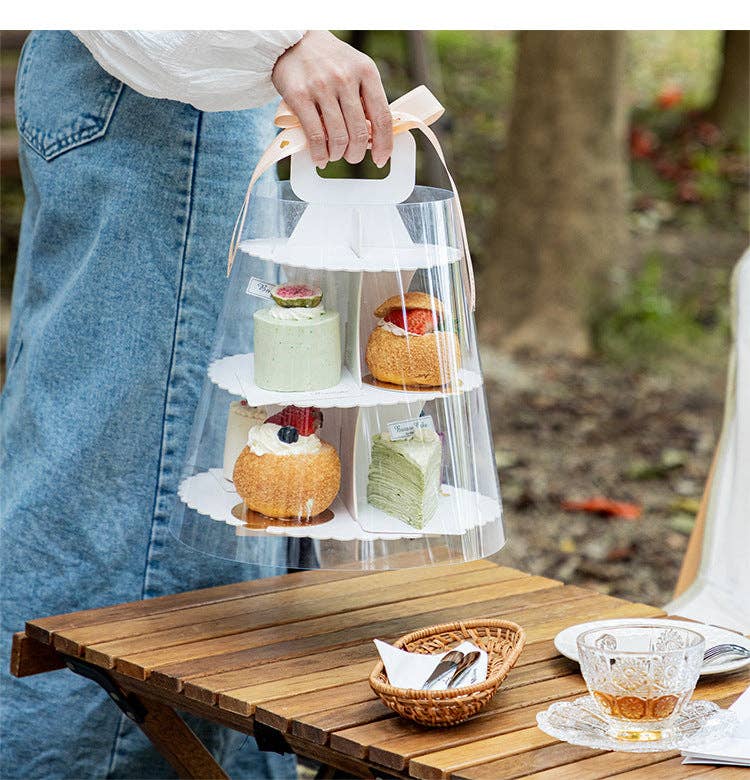 Elegant Design Supply – Suporte de bolo por atacado – Suporte de Sobremesa 2 Camas Redondas /Cupcakes