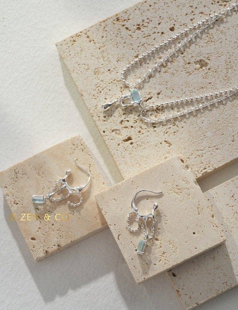 ZEN&CO Studio - Wholesale Jewelry Set - TIFFANY Blue topaz jewelry set necklace ring and earrings1