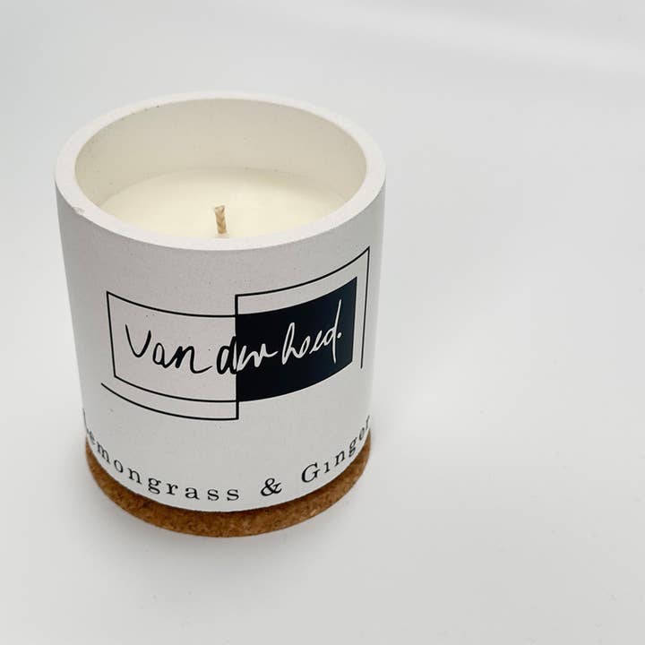 Lemongrass & Ginger scented candle, 100% handmade for wholesale by Van der hoed