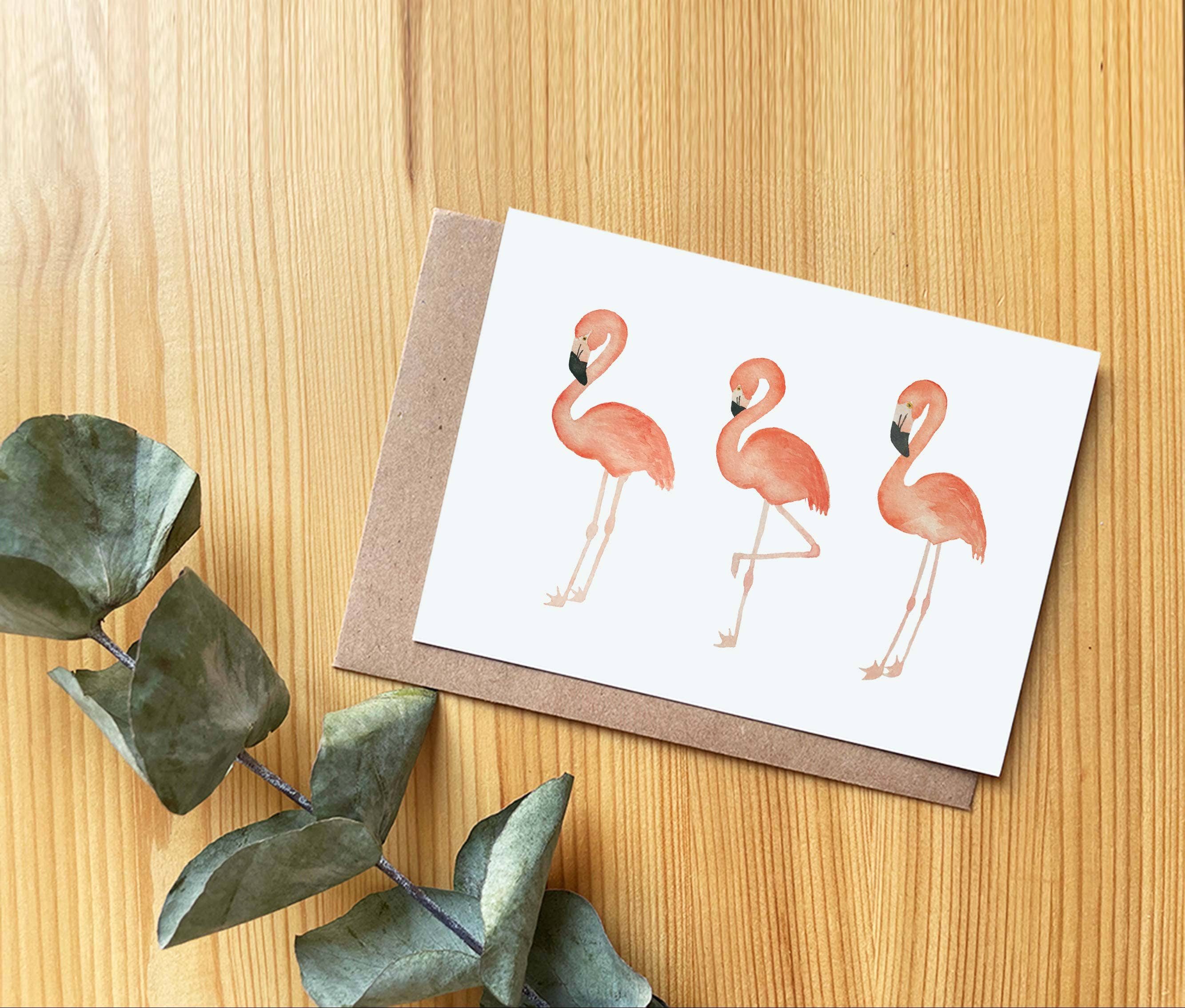 LoeLoe Creations - Wholesale Everyday Greeting Card - Flamingos - 3 Amigos1