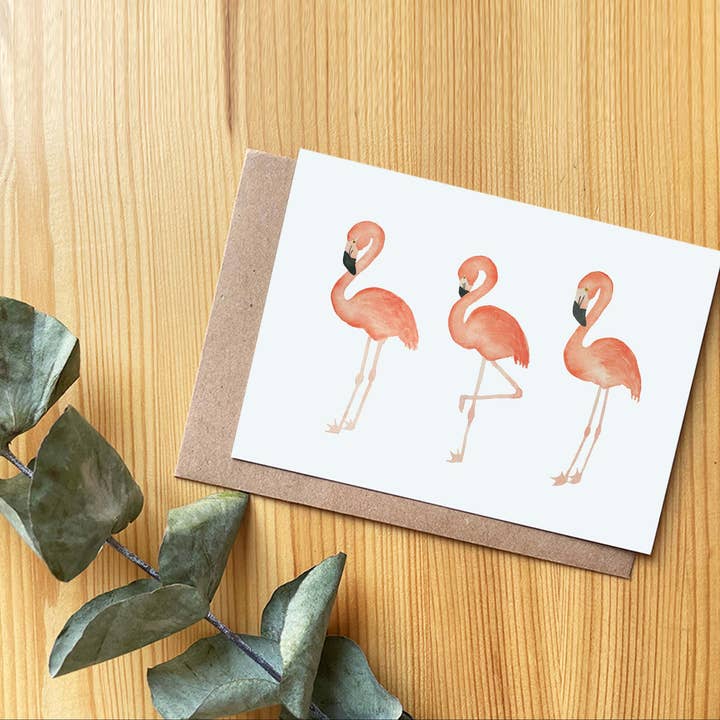 LoeLoe Creations - Wholesale Everyday Greeting Card - Flamingos - 3 Amigos1