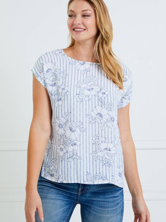 223089T-FLORAL TOP for wholesale by Chris & Carol Apparel